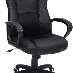 SONGMICS Gaming Chair, bureaustoel met wipfunctie, Racing Chair, ergonomische, S-vormige rugleuning, goed voor de lendenwervelkolom, tot 150 kg draagvermogen, kunstleer, zwart