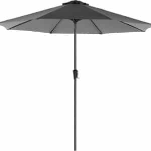 SONGMICS parasol, Ø 270 cm, tuinparasol, marktparasol, UV-bescherming tot UPF 50+, terrasparasol, zonwering, scharnierend, met slinger, zonder standaard, tuin, balkon, terras, grijs GPU27GY