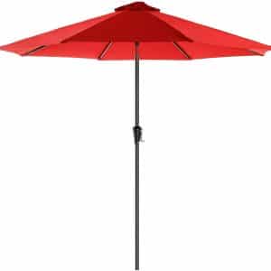 SONGMICS parasol, Ø 300 cm, tuinparasol, marktparasol, UV-bescherming tot UPF 50+, terrasparasol, zonwering, scharnierend, met slinger, zonder standaard, tuin, balkon, terras, rood GPU30RD