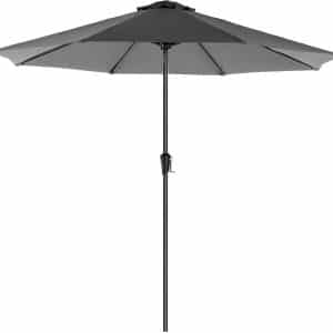 SONGMICS parasol, Ø 300 cm, tuinparasol, marktparasol, UV-bescherming tot UPF 50+, terrasparasol, zonwering, scharnierend, met slinger, zonder standaard, tuin, balkon, terras, grijs GPU30GYV1